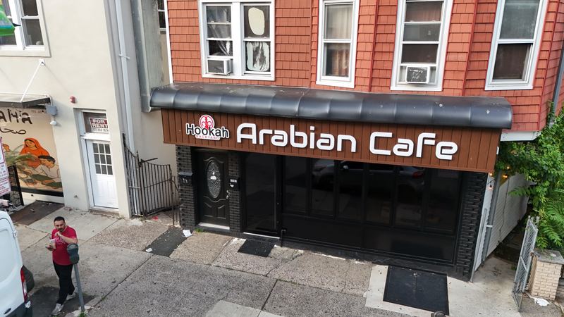 Aerial of Arabian Cafe with the street below