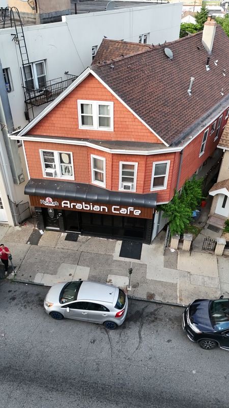 Drone view of the Arabian Cafe building from above