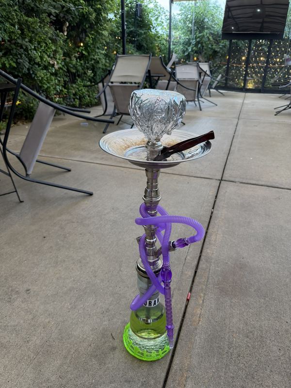 Hookah set up on the garden patio