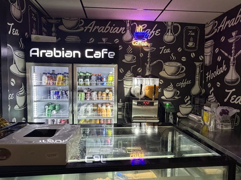 Inside Arabian Cafe — counter and coffee bar, Paterson NJ
