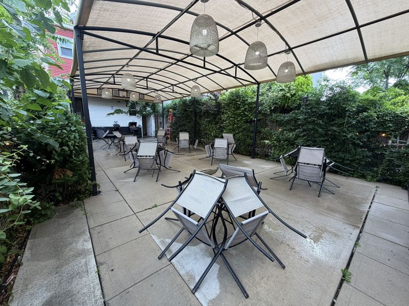 Outdoor garden patio at Arabian Cafe Paterson